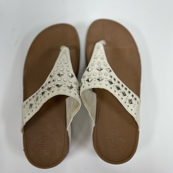 Fitflop Cream Sandals with Silver Embellishments - Picture 1 of 3